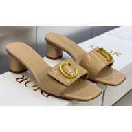 Dior Heel 4.5cm C'est Slides Patent Calfskin Beige 2023
