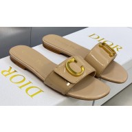 Dior C'est Flat Slides Patent Calfskin Beige 2023