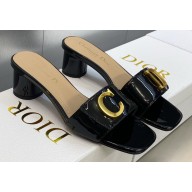 Dior Heel 4.5cm C'est Slides Patent Calfskin Black 2023