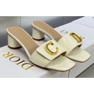 Dior Heel 4.5cm C'est Slides Patent Calfskin White 2023