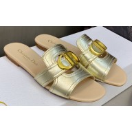 Dior Or 30 Montaigne Flat Slides in Calfskin Metallic Gold 2023