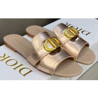 Dior Or 30 Montaigne Flat Slides in Calfskin Metallic Pink Gold 2023