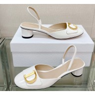 Dior Heel 3.5cm C'est Slingback Pumps in Patent Calfskin White 2023
