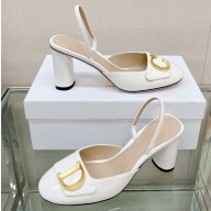 Dior Heel 8cm C'est Slingback Pumps in Patent Calfskin White 2023