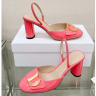 Dior Heel 8cm C'est Slingback Pumps in Patent Calfskin Pink 2023