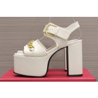 Valentino Heel 12.5cm Platform 4cm VLogo Chain sandals in calfskin leather White 2023