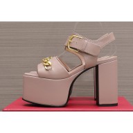 Valentino Heel 12.5cm Platform 4cm VLogo Chain sandals in calfskin leather Nude 2023