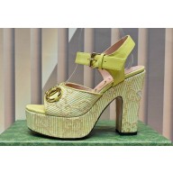 Gucci Heel 12cm Platform 3.5cm Horsebit sandals 745955 Yellow 2023