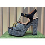 Gucci Heel 12cm Platform 3.5cm Horsebit sandals 745955 Black 2023