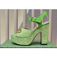 Gucci Heel 12cm Platform 3.5cm Horsebit sandals 745955 Green 2023
