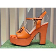 Gucci Heel 12cm Platform 3.5cm Interlocking G sandals 730022 Orange 2023