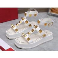 Valentino Roman Stud Platform 4cm ANKLE STRAP sandals White 2023