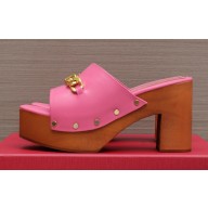 Valentino Heel 9.5cm Platform 3cm VLogo Chain CLOG in calfskin Pink 2023
