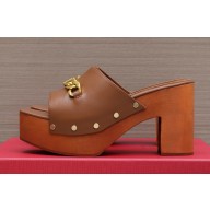 Valentino Heel 9.5cm Platform 3cm VLogo Chain CLOG in calfskin Brown 2023