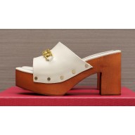 Valentino Heel 9.5cm Platform 3cm VLogo Chain CLOG in calfskin White 2023