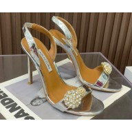 Aquazzura Heel 10.5cm Love Bubble Crystal-embellished Sandals Silver 2023