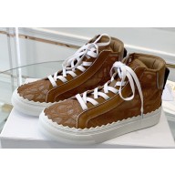 Chloe Lace Lauren high-top sneakers Brown 2023