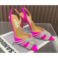 Aquazzura Heel 10.5cm Gatsby Sling Satin Slingback Fuchisa 2023