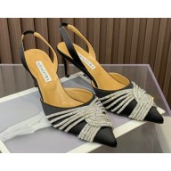 Aquazzura Heel 6.5cm Gatsby Sling Satin Slingback Black 2023