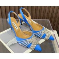 Aquazzura Heel 6.5cm Gatsby Sling Satin Slingback Blue 2023