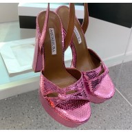 Aquazzura Heel 14cm Sinner Plateau Platform Sandals Fuchisa 2023