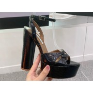 Aquazzura Heel 14cm Sinner Plateau Platform Sandals Black 2023