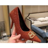 Balenciaga Square Knife BB Heel 10cm Pumps in Tweed Brown 2023
