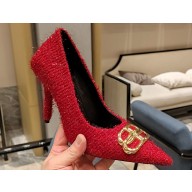Balenciaga Square Knife BB Heel 10cm Pumps in Tweed Red 2023