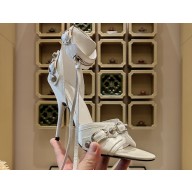 Balenciaga Heel 10.5cm Cagole Sandals in Arena lambskin White 2023