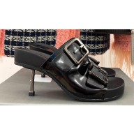 Balenciaga Heel 6cm Mallorca Buckled Leather Sandals Black 2023