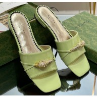 Gucci slide sandals with Tiger head detail hardware 750509 Light Green 2023