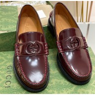 Gucci Interlocking G cut-out loafers 738676 Burgundy 2023