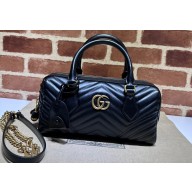 Gucci matelassé chevron leather GG Marmont small top handle bag ‎746319 Black 2023