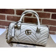Gucci matelassé chevron leather GG Marmont small top handle bag ‎746319 White 2023