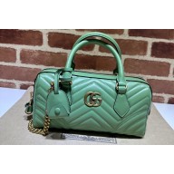 Gucci matelassé chevron leather GG Marmont small top handle bag 746319 Green 2023