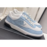 Chanel Suede Kidskin CC Logo Sneakers G39978 Blue 2023