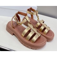 Celine CLEA TRIOMPHE GLADIATOR CHUNKY SANDALs in Calfskin Gold 2023