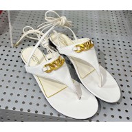 Valentino VLogo Chain leather thong sandals White 2023