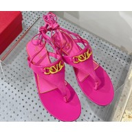 Valentino VLogo Chain leather thong sandals Fuchsia 2023