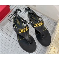 Valentino VLogo Chain leather thong sandals Black 2023