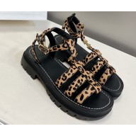 Celine CLEA TRIOMPHE GLADIATOR CHUNKY SANDALs in Calfskin LEOPARD PRINTED HAIRY 01 2023