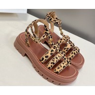 Celine CLEA TRIOMPHE GLADIATOR CHUNKY SANDALs in Calfskin LEOPARD PRINTED HAIRY 02 2023