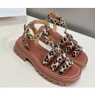 Celine CLEA TRIOMPHE GLADIATOR CHUNKY SANDALs in Calfskin LEOPARD PRINTED HAIRY 03 2023