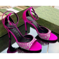 Gucci Heel 7.5cm sandals satin with crystals Fuchsia 2023