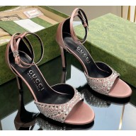 Gucci Heel 7.5cm sandals satin with crystals Nude 2023