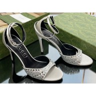 Gucci Heel 7.5cm sandals satin with crystals White 2023