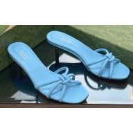 Gucci Low Heel slide sandals with bamboo 746034 Blue 2023