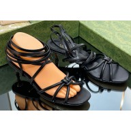 Gucci Low Heel strappy sandals with bamboo 746035 Black 2023