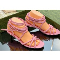 Gucci Low Heel strappy sandals with bamboo 746035 Pink 2023