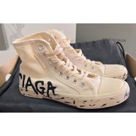Balenciaga Paris High Top Graffiti Women/Men Sneakers in destroyed cotton and rubber 05 2023